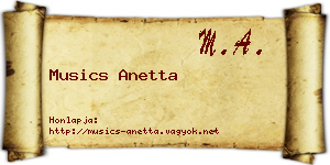 Musics Anetta névjegykártya